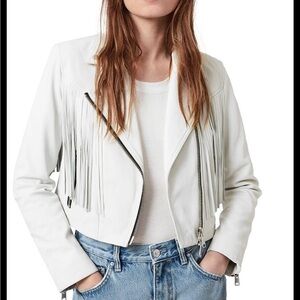 All Saints Elora Leather Fringed Biker Jacket